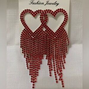 Heart-Shaped Red Crystal Earrings